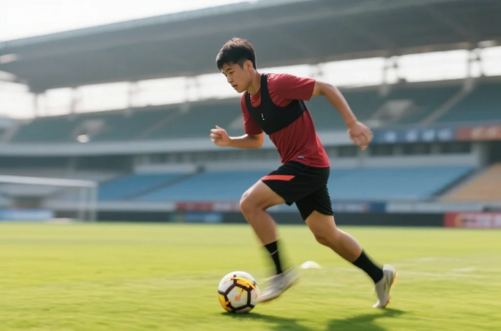 足球运动员在训练中